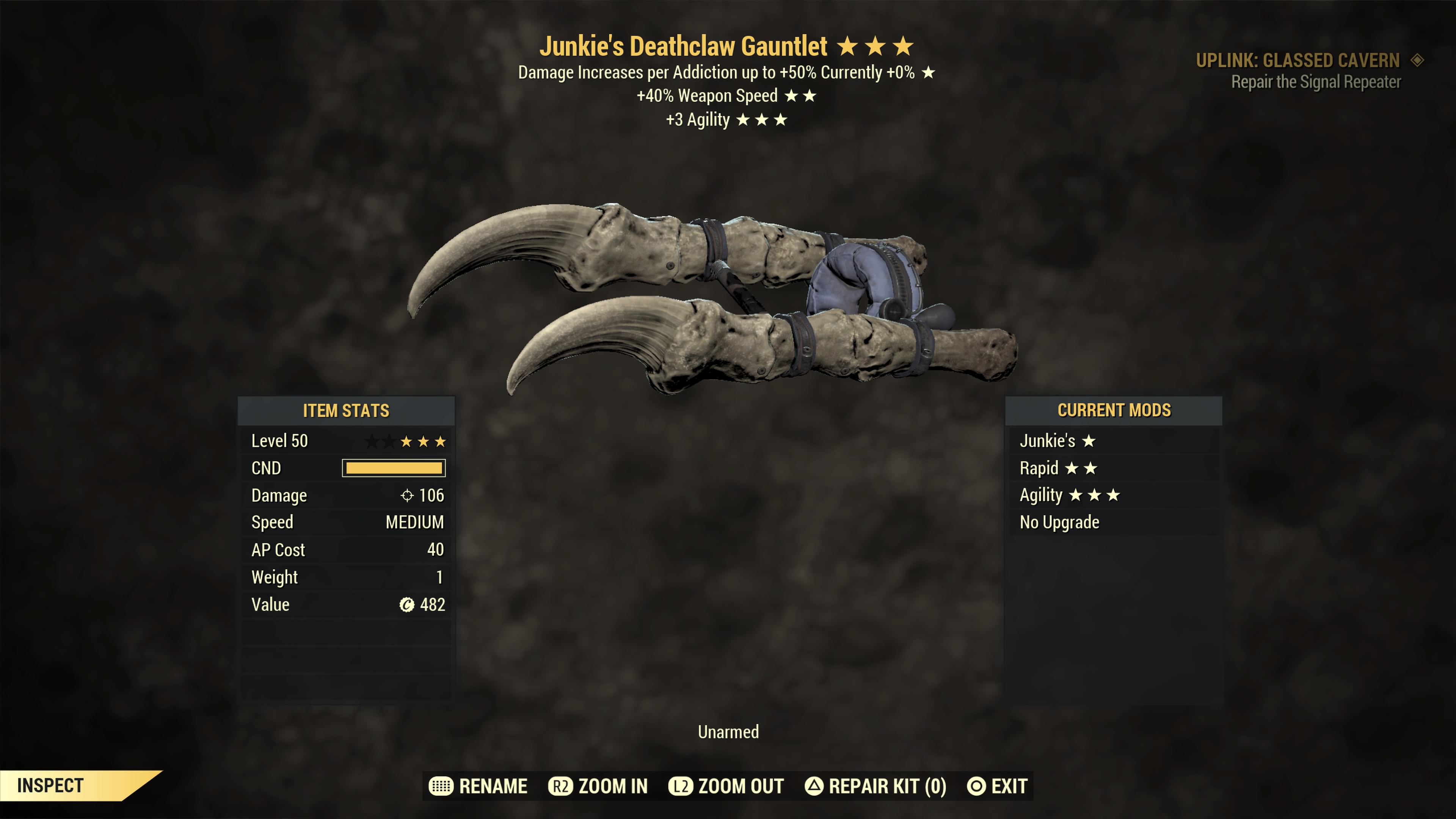 Junkie's【Rapid +Agility】Deathclaw Gauntlet